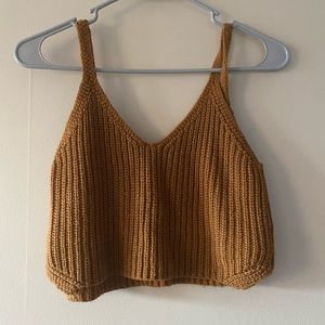 Brown knit crop top